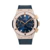 Men's Diamond Watch Hublot Classic Fusion 18K Gold 45mm Blue Dial