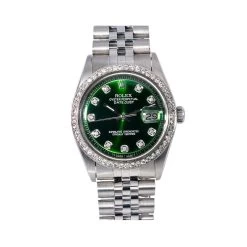 Men's Diamond Watch Rolex Datejust 36mm Jubilee Bracelet Green Dial