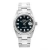 Men's Diamond Watch Rolex Datejust 36mm Oyster Bracelet Black Dial