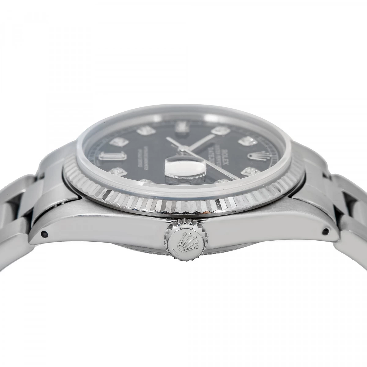 Men's Diamond Watch Rolex Datejust 36mm Oyster Bracelet Black Dial 4 Men's Diamond Watch Rolex Datejust 36mm Oyster Bracelet Black Dial - Image 4