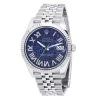 Men's Diamond Watch Rolex Datejust 41mm Blue Print Roman Numerals Dial