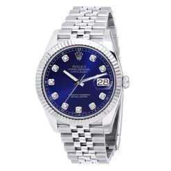 Men's Diamond Watch Rolex Datejust 41mm Dark Blue Dial Jubilee Bracelet