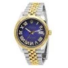 Men's Diamond Watch Rolex Datejust 41mm Dark Blue Roman Numerals Markers