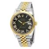Men's Diamond Watch Rolex Datejust 41mm Dark Green Roman Numerals Dial