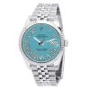 Men's Diamond Watch Rolex Datejust 41mm Turquoise Roman Numerals Dial
