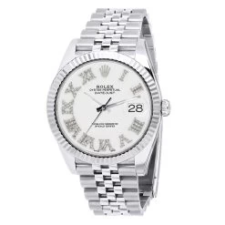 Men's Diamond Watch Rolex Datejust 41mm White Dial Jubilee Bracelet
