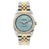 Men's Diamond And Yellow Gold Rolex Watch Datejust 36mm WIth Diamond Blue Dial And Diamond Bezel