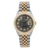 Men's Diamond Watch Rolex Datejust Yellow Gold 36mm Green Dial W01084