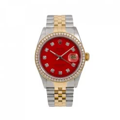 Diamond Red Face Rolex Watch Oyster Perpetual Datejust 36mm Yellow Gold And Stainless Steel Jubilee Bracelet 1.20 CT -Watch Store mens diamond watch rolex datejust yellow gold 36 mm jubilee bracelet red dial w00680 0E8A8412 2048x2048 1