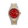 Diamond Red Face Rolex Watch Oyster Perpetual Datejust 36mm Yellow Gold And Stainless Steel Jubilee Bracelet 1.20 CT