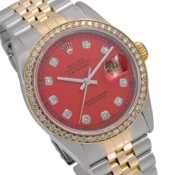 Diamond Red Face Rolex Watch Oyster Perpetual Datejust 36mm Yellow Gold And Stainless Steel Jubilee Bracelet 1.20 CT -Watch Store mens diamond watch rolex datejust yellow gold 36 mm jubilee bracelet red dial w00680 0E8A8413 2048x2048