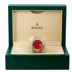 Diamond Red Face Rolex Watch Oyster Perpetual Datejust 36mm Yellow Gold And Stainless Steel Jubilee Bracelet 1.20 CT -Watch Store mens diamond watch rolex datejust yellow gold 36 mm jubilee bracelet red dial w00680 0E8A8416 2048x2048