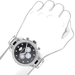 Men's Diamond Watch Swiss Mvt Stainless Steel Band 0.2ct Luxurman Liberty -Watch Store mens diamond watch swiss mvt stainless steel band 02ct luxurman liberty bod