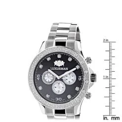 Men's Diamond Watch Swiss Mvt Stainless Steel Band 0.2ct Luxurman Liberty -Watch Store mens diamond watch swiss mvt stainless steel band 02ct luxurman liberty ruler