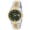 Men's Diamond Watch Watch Rolex Datejust 36mm Dark Green Roman Numerals Dial Jubilee Bracelet