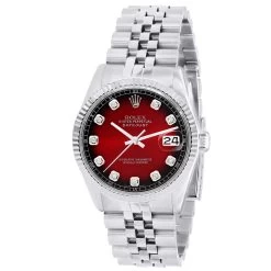 Men's Diamond Watch Watch Rolex Datejust 36mm Dark Red Tone Dial Jubilee Bracelet