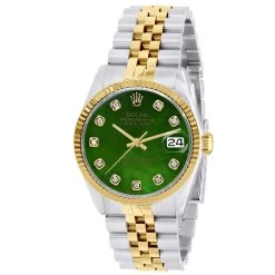 Men's Diamond Watch Watch Rolex Datejust 36mm Emerald Green Dial Jubilee Bracelet