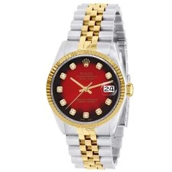 Men's Diamond Watch Watch Rolex Datejust 36mm Red Dark Dial Jubilee Bracelet