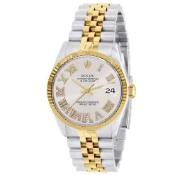 Men's Diamond Watch Watch Rolex Datejust 36mm Smokey White Roman Numerals Dial Jubilee Bracelet