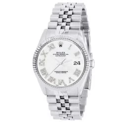 Men's Diamond Watch Watch Rolex Datejust 36mm White Mother Of Pearl Dial Jubilee Bracelet