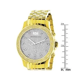 Men's Diamond Watch Yellow Gold Plated Luxurman Raptor 025ct W Metal Band -Watch Store mens diamond watch yellow gold plated luxurman raptor 025ct w metal band ruler
