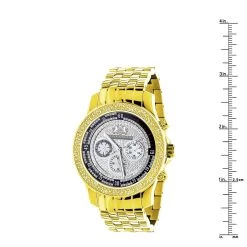 Yellow Gold Plated Real Diamond Watch For Men Luxurman Raptor 0.25ct Metal Band -Watch Store mens diamond watch yellow gold plated luxurman raptor 025ct w metal band ruler 1 20201202