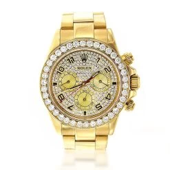 Men's Diamond 18K Gold Rolex Cosmograph Daytona Watch 7ct
