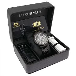 Men's Diamond Luxurman Black Diamond Watch 2ct Liberty -Watch Store mens diamond watches luxurman black diamond watch 2ct liberty box