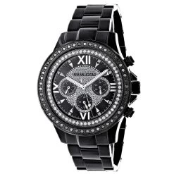 Men's Diamond Luxurman Black Diamond Watch 2ct Liberty