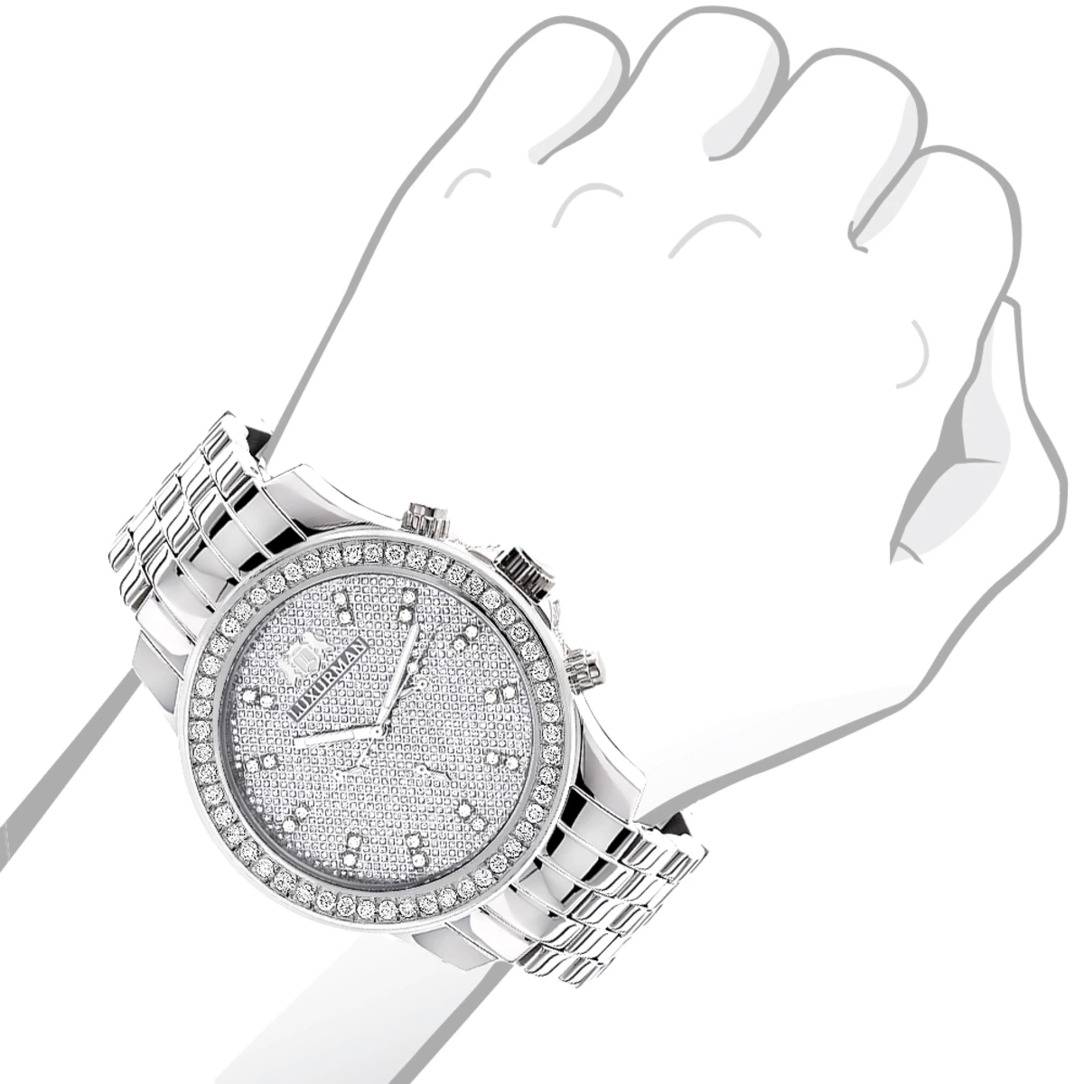 Men's Diamond LUXURMAN Diamond Watch 2.5ct 3 Men's Diamond LUXURMAN Diamond Watch 2.5ct - Image 3