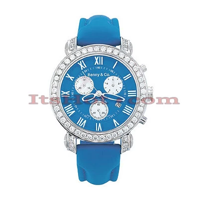 Men's Fine Diamond Benny Co Watch 3ct Blue 1 Men's Fine Diamond Benny Co Watch 3ct Blue