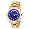 Men's Gold Watch Rolex Day-Date 36mm Blue Dial President Bracelet Diamond 4ct Bezel