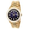 Men's Gold Watch Rolex Day-Date 36mm Dark Blue Dial President Bracelet Diamond 4ct Bezel