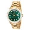 Men's Gold Watch Rolex Day-Date 36mm Green Mother Of Pearl Dial President Bracelet Diamond 4ct Bezel