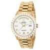 Men's Gold Watch Rolex Day-Date 36mm White Dial President Bracelet Diamond 4ct Bezel