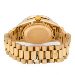 Watch Store -Watch Store mens gold watch rolex day date 36mm white mother of pearl dial president bracelet diamond 4ct bezel s00143 back 36mm YE Gold