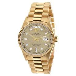 Men's Gold Watch Rolex Day-Date Diamond 36mm Gold Tone Printed Dial President Bracelet