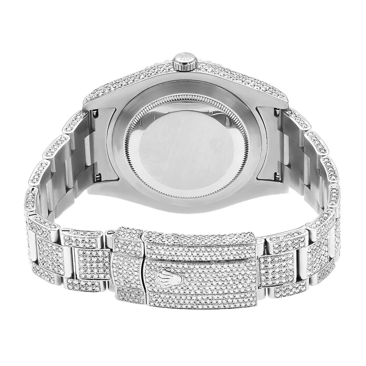 Men's Iced Out Watch Rolex Datejust 41mm Black Dial Oyster Bracelet Diamond Bezel 2 Men's Iced Out Watch Rolex Datejust 41mm Black Dial Oyster Bracelet Diamond Bezel - Image 2