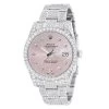Men's Iced Out Watch Rolex Datejust 41mm Rose Dial Oyster Bracelet Diamond Bezel