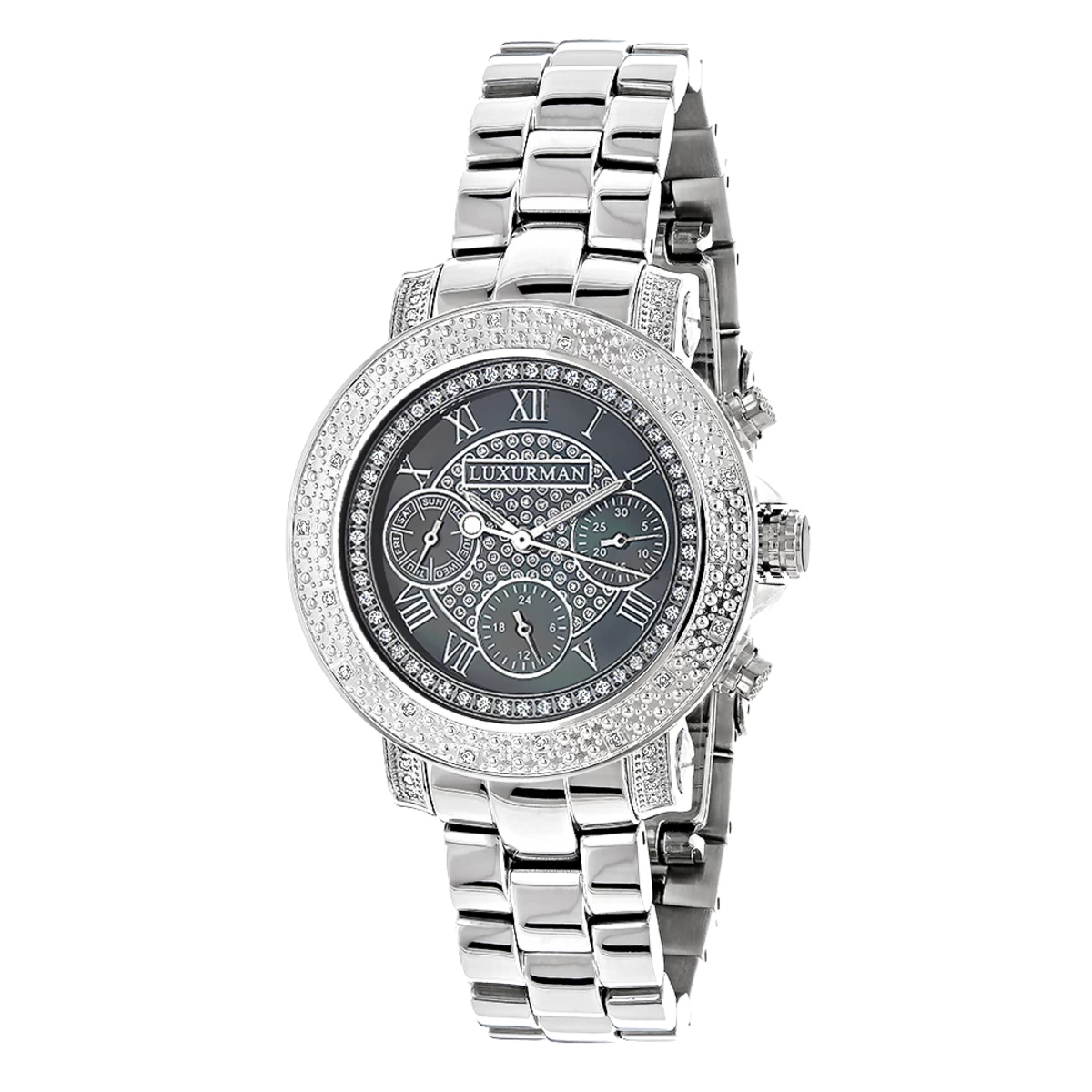 Ladies Diamond Watches By Luxurman 0.3ct Black MOP Montana 1 Ladies Diamond Watches By Luxurman 0.3ct Black MOP Montana