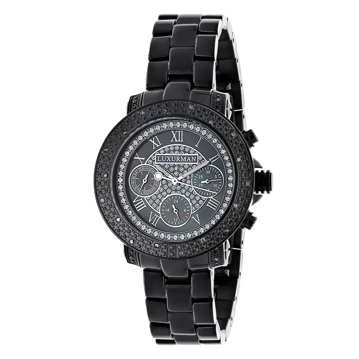Unisex Diamond Luxurman Black Diamond Watch 1 Unisex Diamond Luxurman Black Diamond Watch
