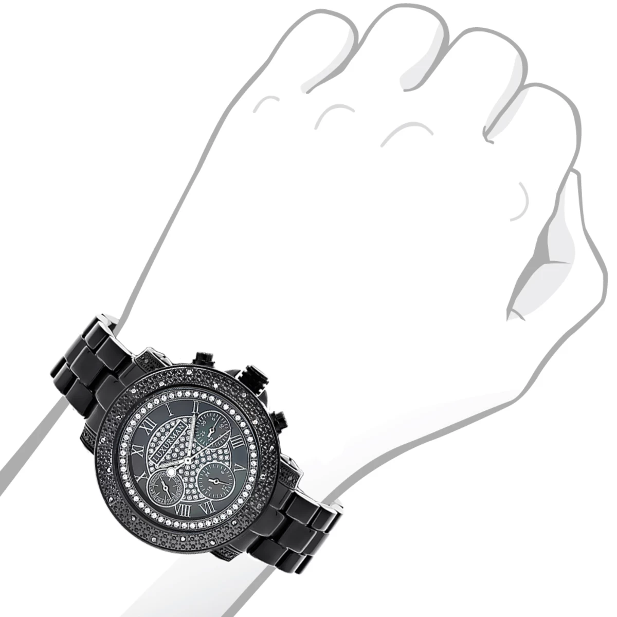 Unisex Diamond Luxurman Black Diamond Watch 3 Unisex Diamond Luxurman Black Diamond Watch - Image 3