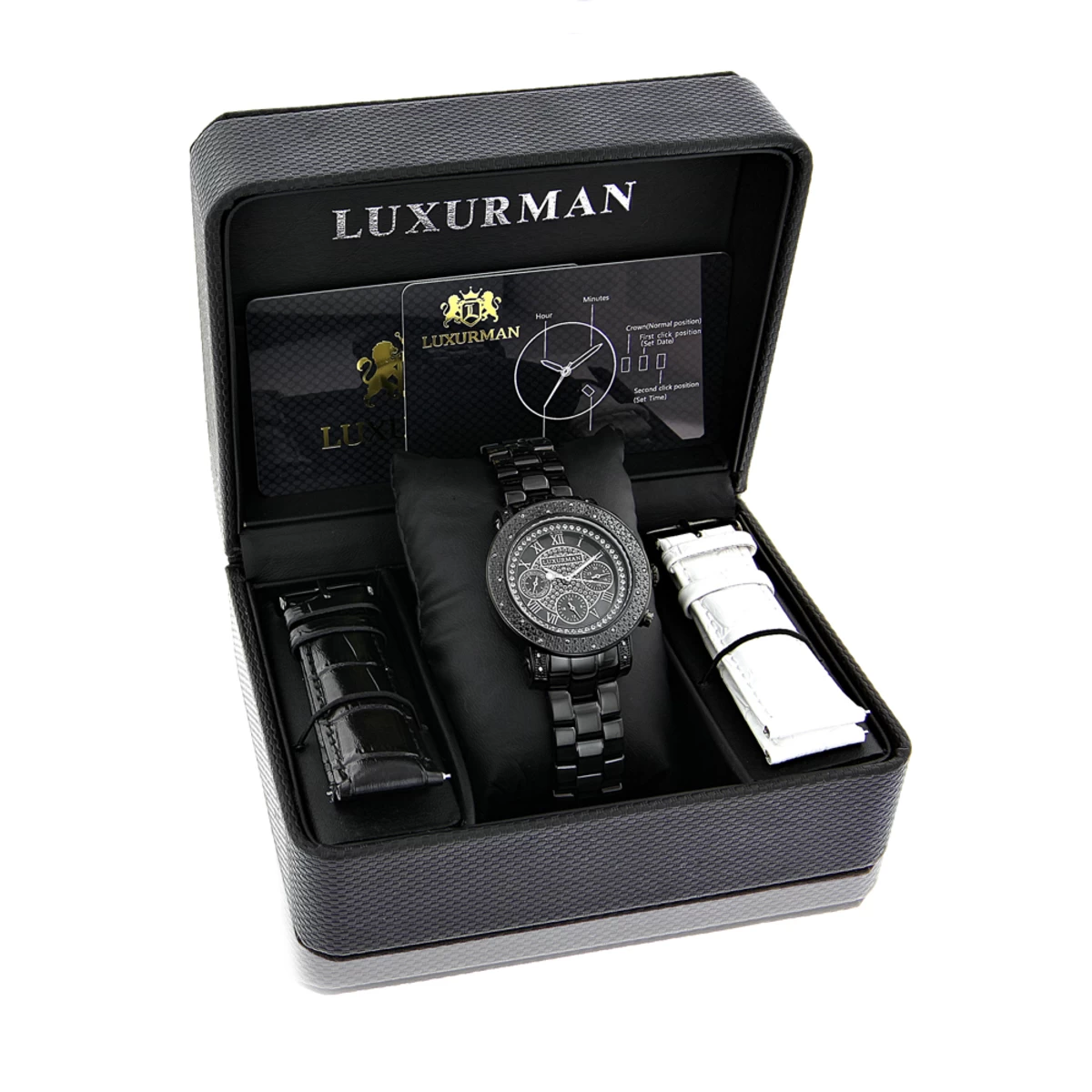 Unisex Diamond Luxurman Black Diamond Watch 4 Unisex Diamond Luxurman Black Diamond Watch - Image 4