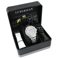 Men's Luxurman Diamond Watch 0.5ct Liberty Swiss Quartz -Watch Store mens luxurman diamond watch 05ct liberty box