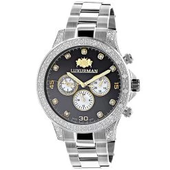Men's Luxurman Diamond Watch 0.5ct Two Tone Liberty Swiss Movt