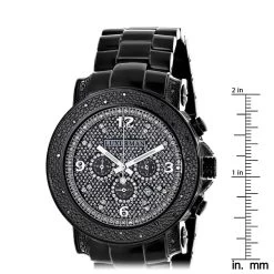 Men's Oversized Black Diamond Watch By LUXURMAN 0.75ct Chronograph -Watch Store mens oversized black diamond watch by luxurman 075ct chronograh ruler