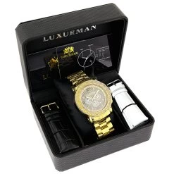 Men's Oversized Diamond Luxurman Watch 0.25ct 18k Yellow Gold Plated 8 Men's Oversized Diamond Luxurman Watch 0.25ct 18k Yellow Gold Plated -Watch Store mens oversized diamond luxurman watch 025ct yellow gold 4