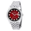 Men's Rolex Datejust 41mm Dark Red Dial Jubilee Bracelet Diamond Bezel