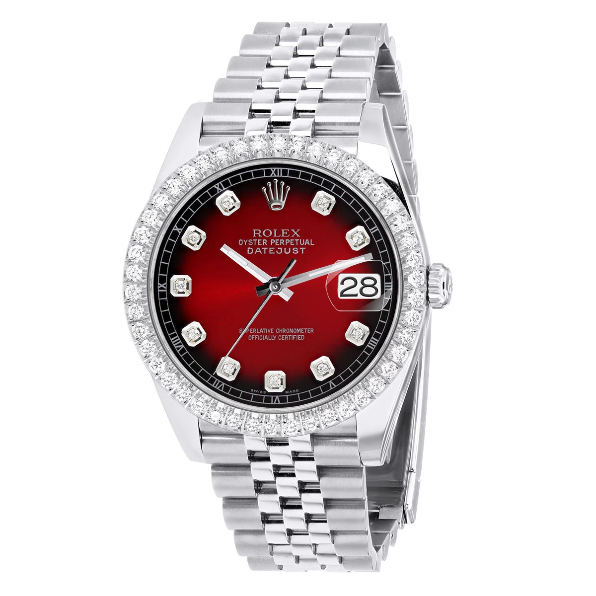 Men's Rolex Datejust 41mm Dark Red Dial Jubilee Bracelet Diamond Bezel 1 Men's Rolex Datejust 41mm Dark Red Dial Jubilee Bracelet Diamond Bezel