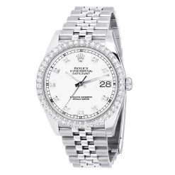 Men's Rolex Datejust 41mm White Dial Diamond Bezel